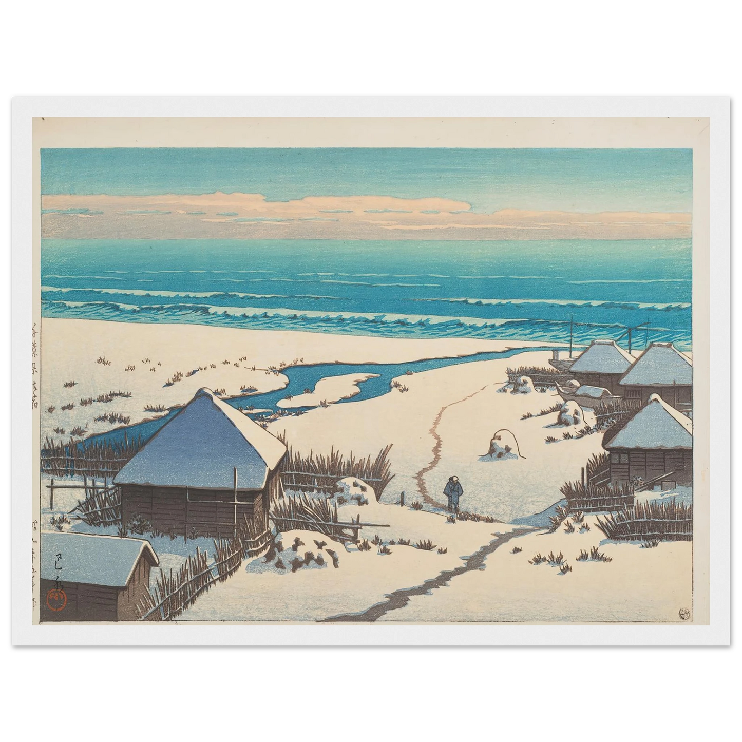Chiba ken Onjuku (Onjuku, Chiba Prefecture) (1950) Art Print | Kawase Hasui - Framed Poster - 30x40 cm / 12x16″ - Black frame