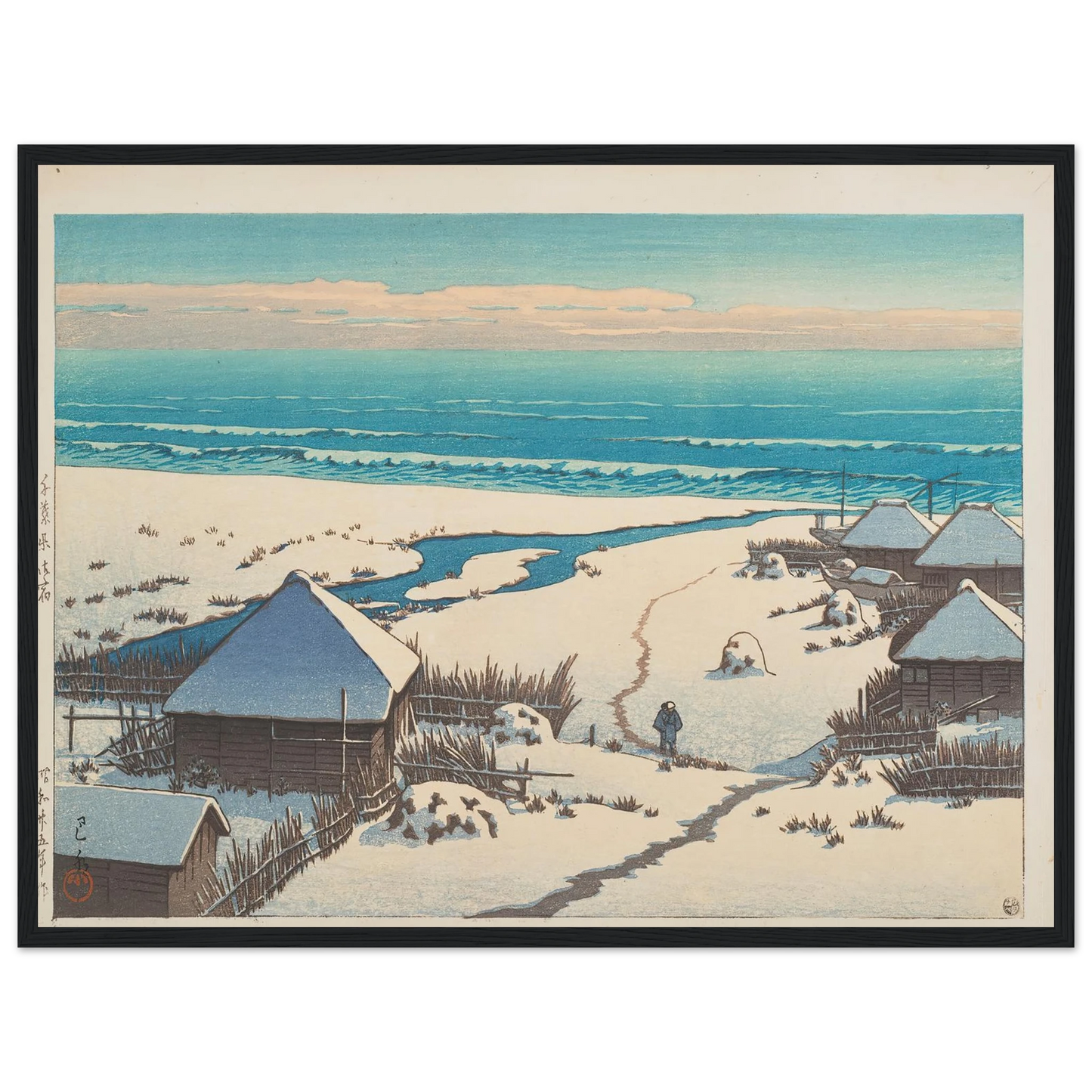Chiba ken Onjuku (Onjuku, Chiba Prefecture) (1950) Art Print | Kawase Hasui - Framed Poster - 30x40 cm / 12x16″ - Black frame