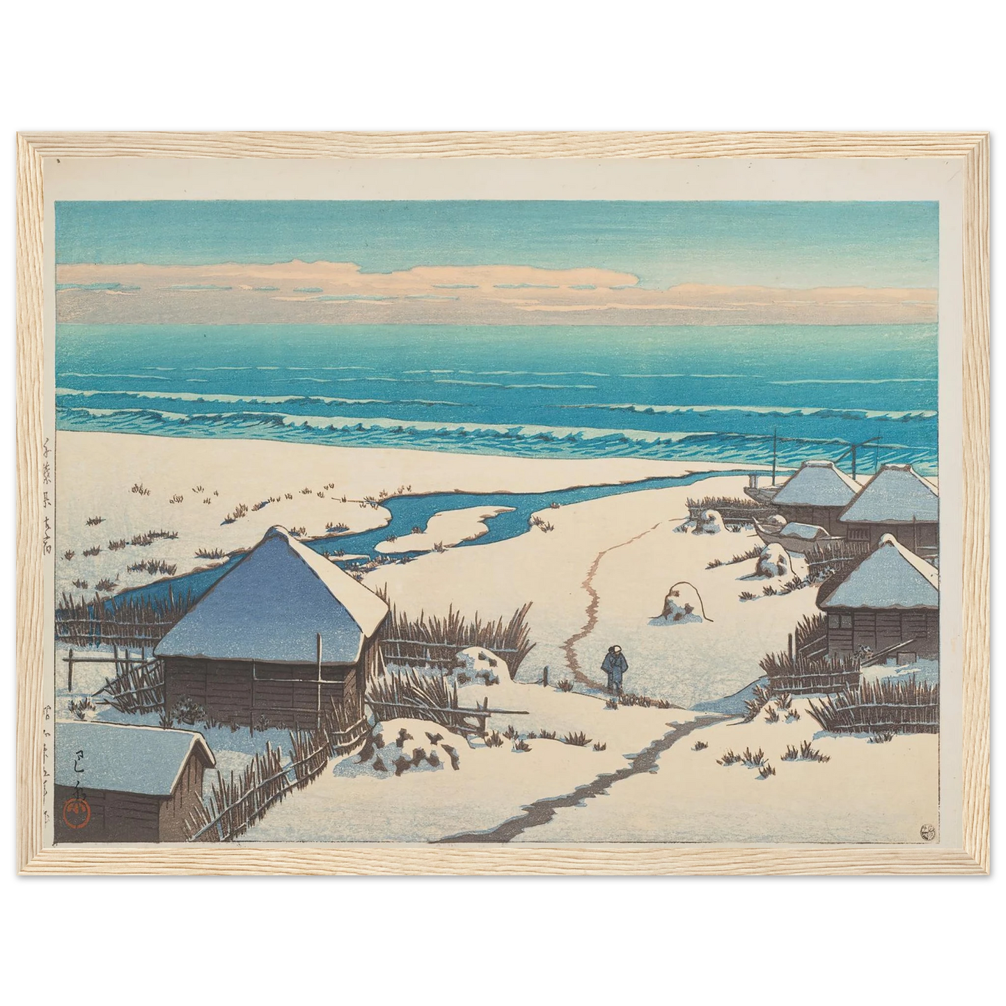 Chiba ken Onjuku (Onjuku, Chiba Prefecture) (1950) Art Print | Kawase Hasui - Framed Poster - 30x40 cm / 12x16″ - Black frame