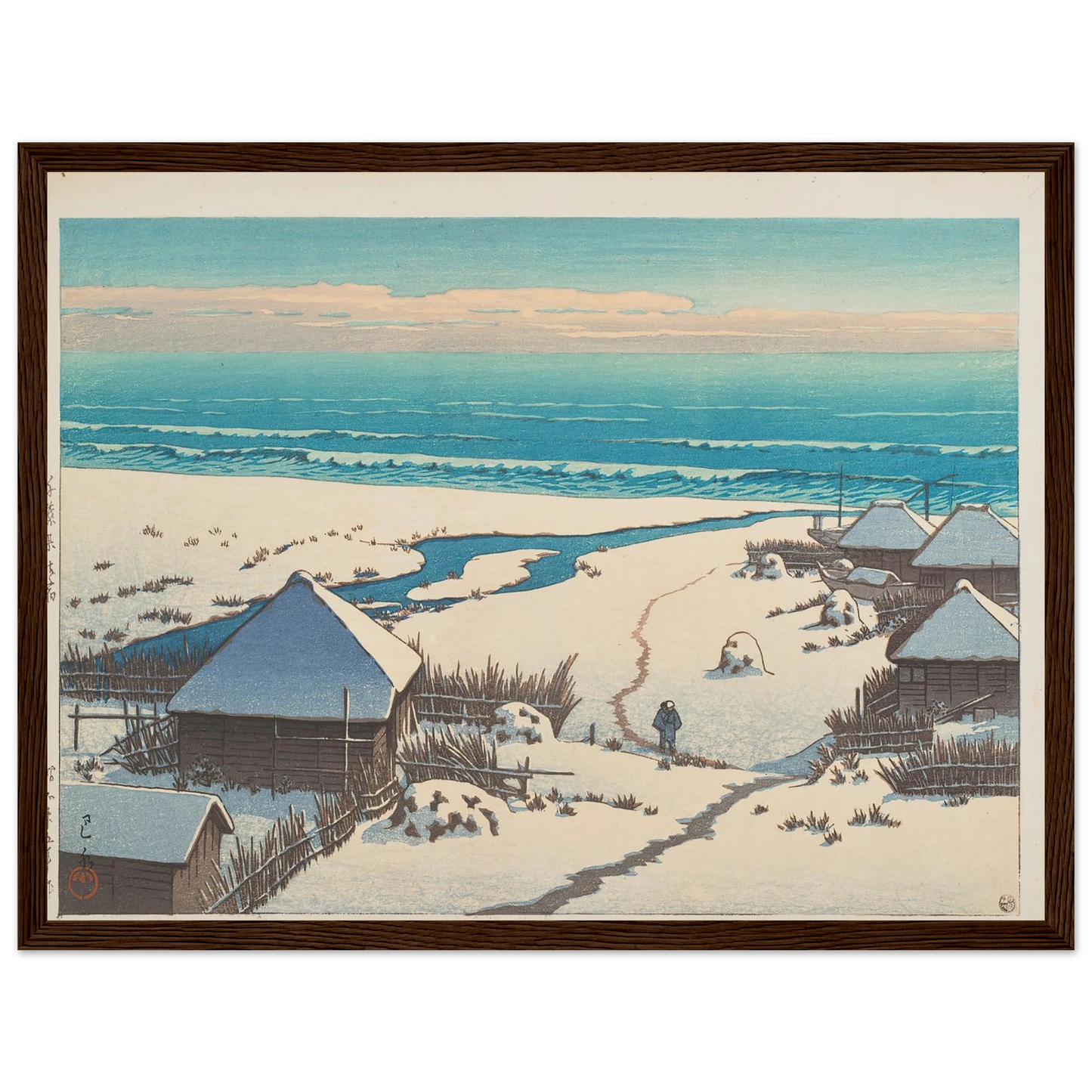 Chiba ken Onjuku (Onjuku, Chiba Prefecture) (1950) Art Print | Kawase Hasui - Framed Poster - 30x40 cm / 12x16″ - Black frame