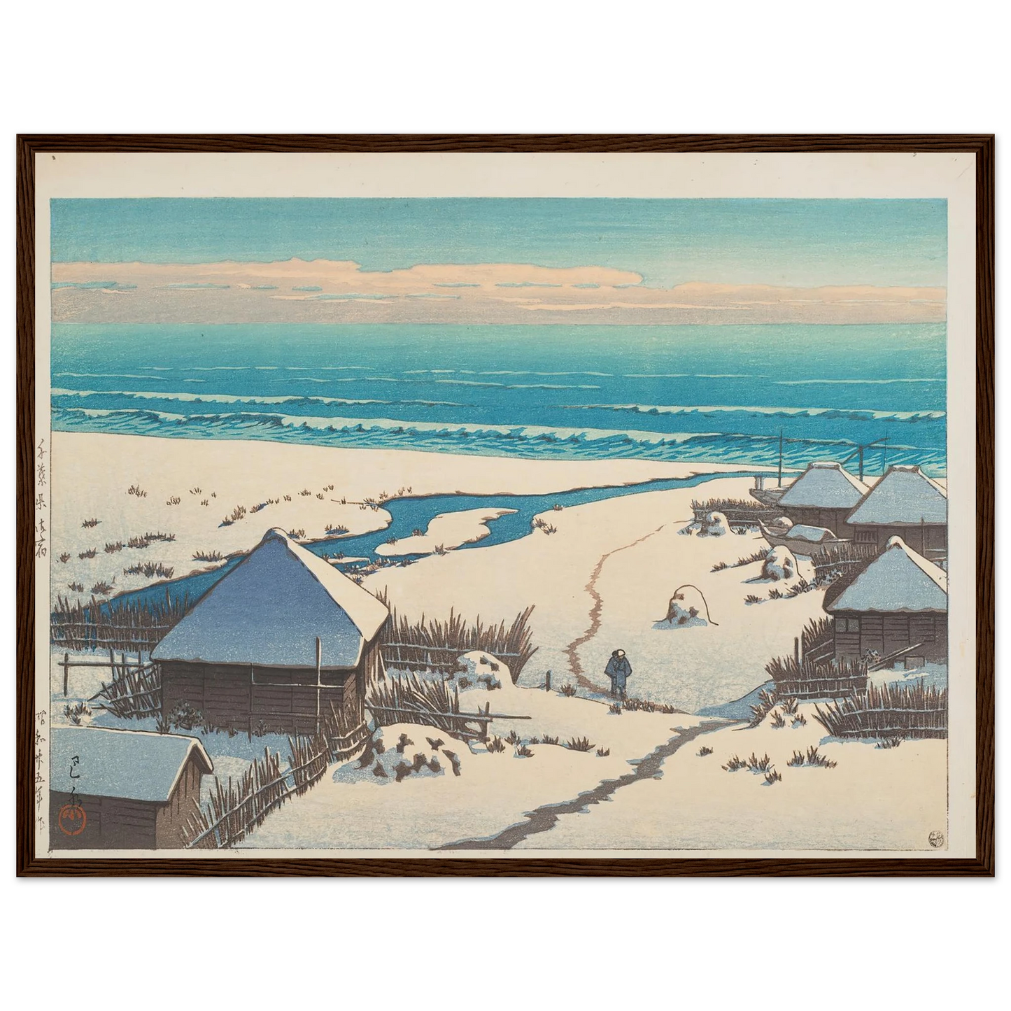 Chiba ken Onjuku (Onjuku, Chiba Prefecture) (1950) Art Print | Kawase Hasui - Framed Poster - 30x40 cm / 12x16″ - Black frame
