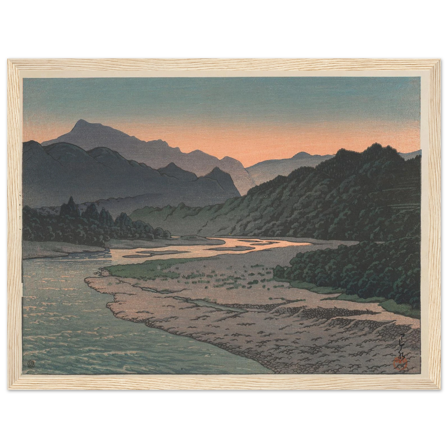 Chichibu Minano no yu (Evening at Minano, Chichibu) (1946) Art Print | Kawase Hasui - Framed Poster - 30x40 cm / 12x16″ - Black frame