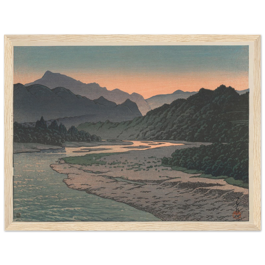 Chichibu Minano no yu (Evening at Minano, Chichibu) (1946) Art Print | Kawase Hasui - Framed Poster - 30x40 cm / 12x16″ - Black frame