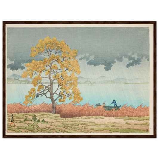 Chihan no ame (Matsue) (Lakeside Shower, Matsue) (1932) Art Print | Kawase Hasui - Framed Poster - 30x40 cm / 12x16″ - Black frame