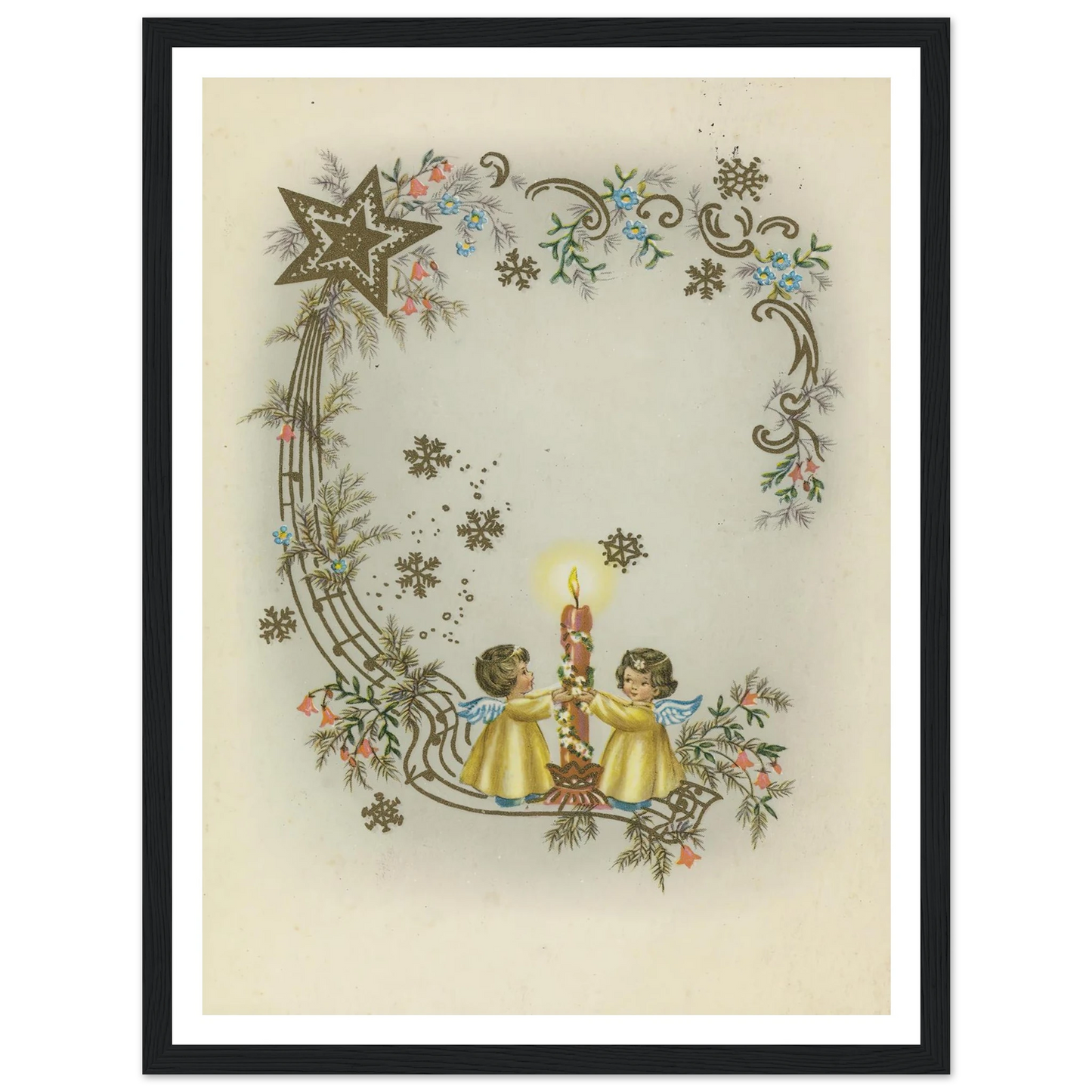 Children By The Christmas Light - Framed Poster - 30x40 cm / 12x16″ - Black frame