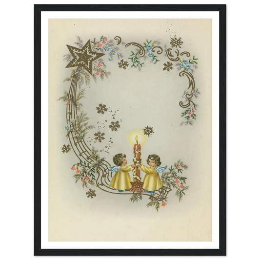 Children By The Christmas Light - Framed Poster - 30x40 cm / 12x16″ - Black frame