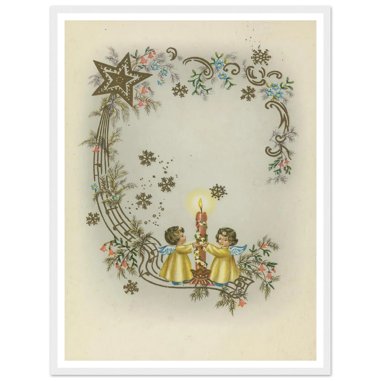 Children By The Christmas Light - Framed Poster - 30x40 cm / 12x16″ - Black frame