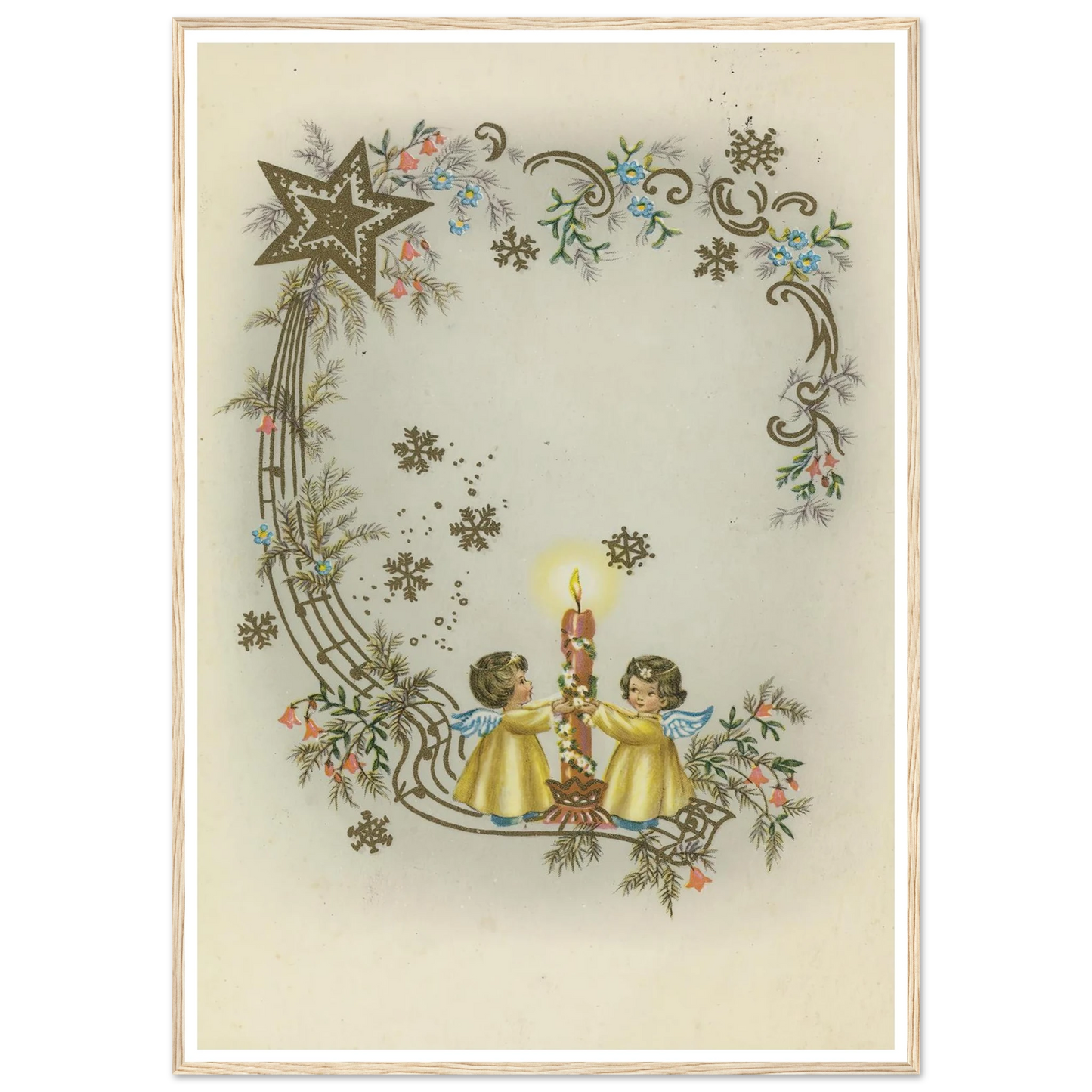 Children By The Christmas Light - Framed Poster - 30x40 cm / 12x16″ - Black frame