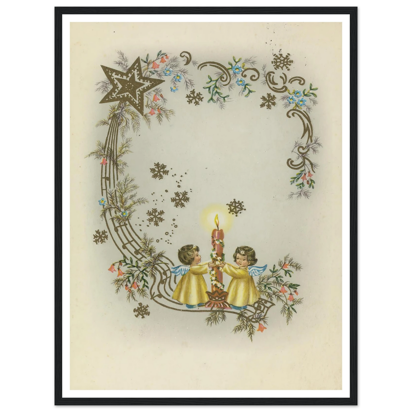 Children By The Christmas Light - Framed Poster - 30x40 cm / 12x16″ - Black frame