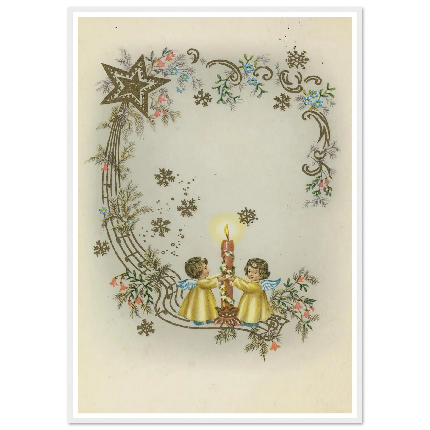 Children By The Christmas Light - Framed Poster - 30x40 cm / 12x16″ - Black frame