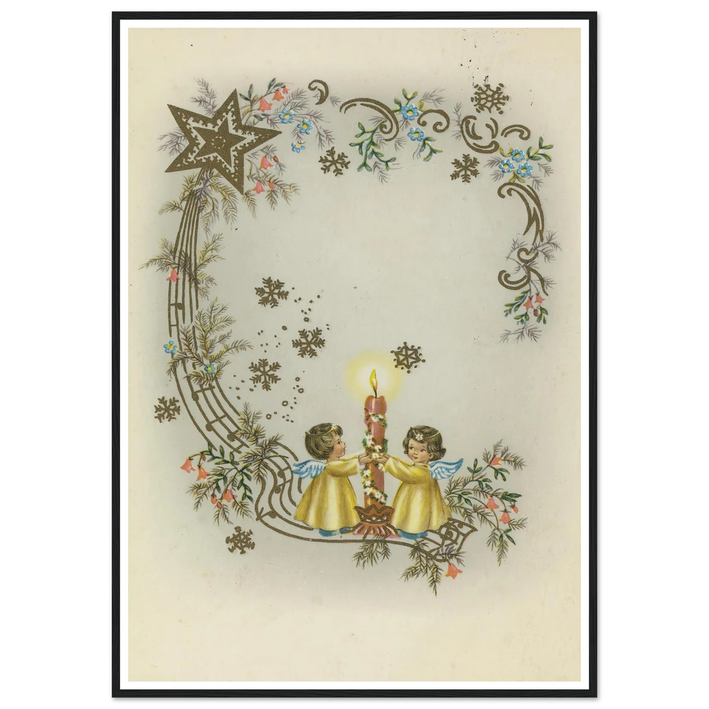 Children By The Christmas Light - Framed Poster - 30x40 cm / 12x16″ - Black frame