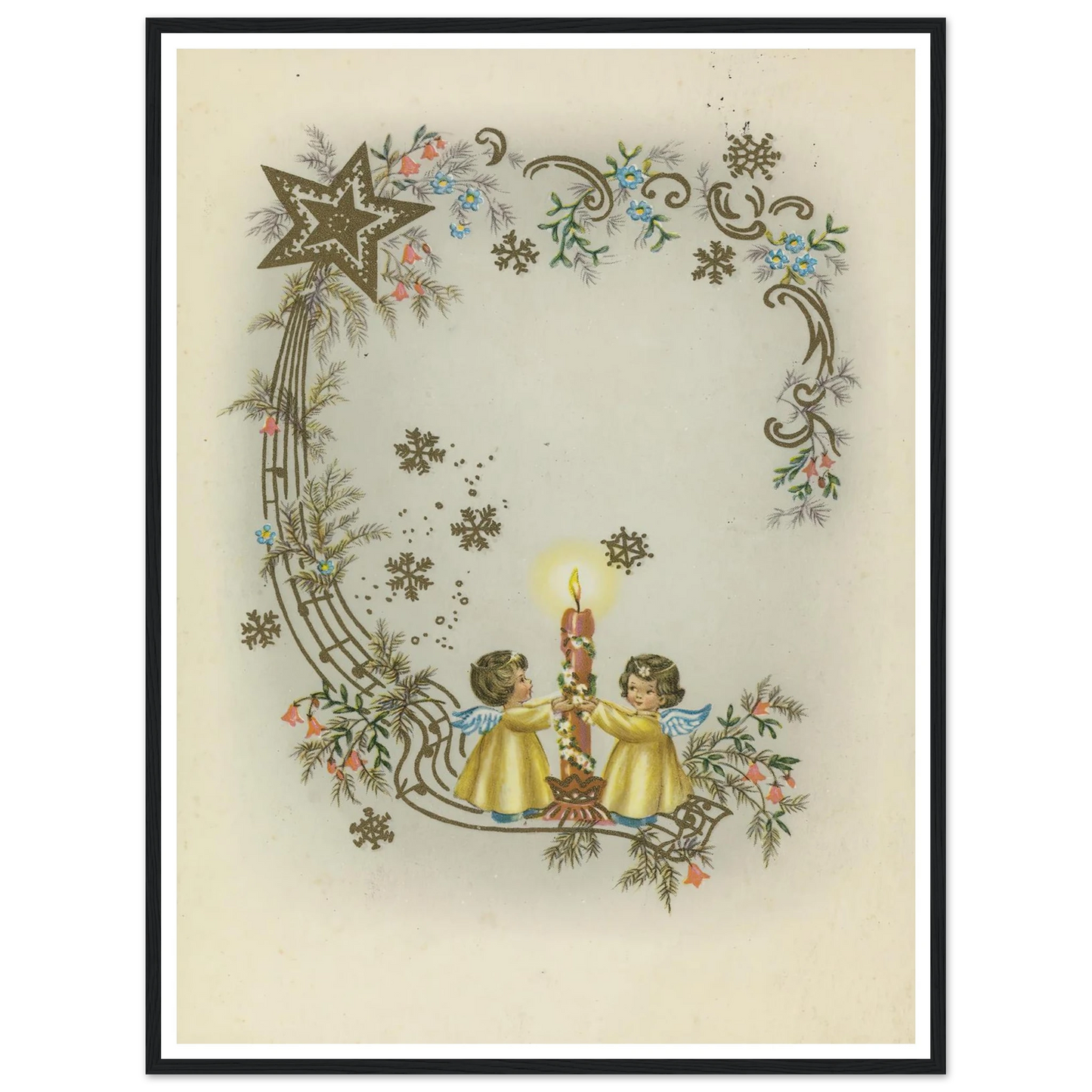 Children By The Christmas Light - Framed Poster - 30x40 cm / 12x16″ - Black frame