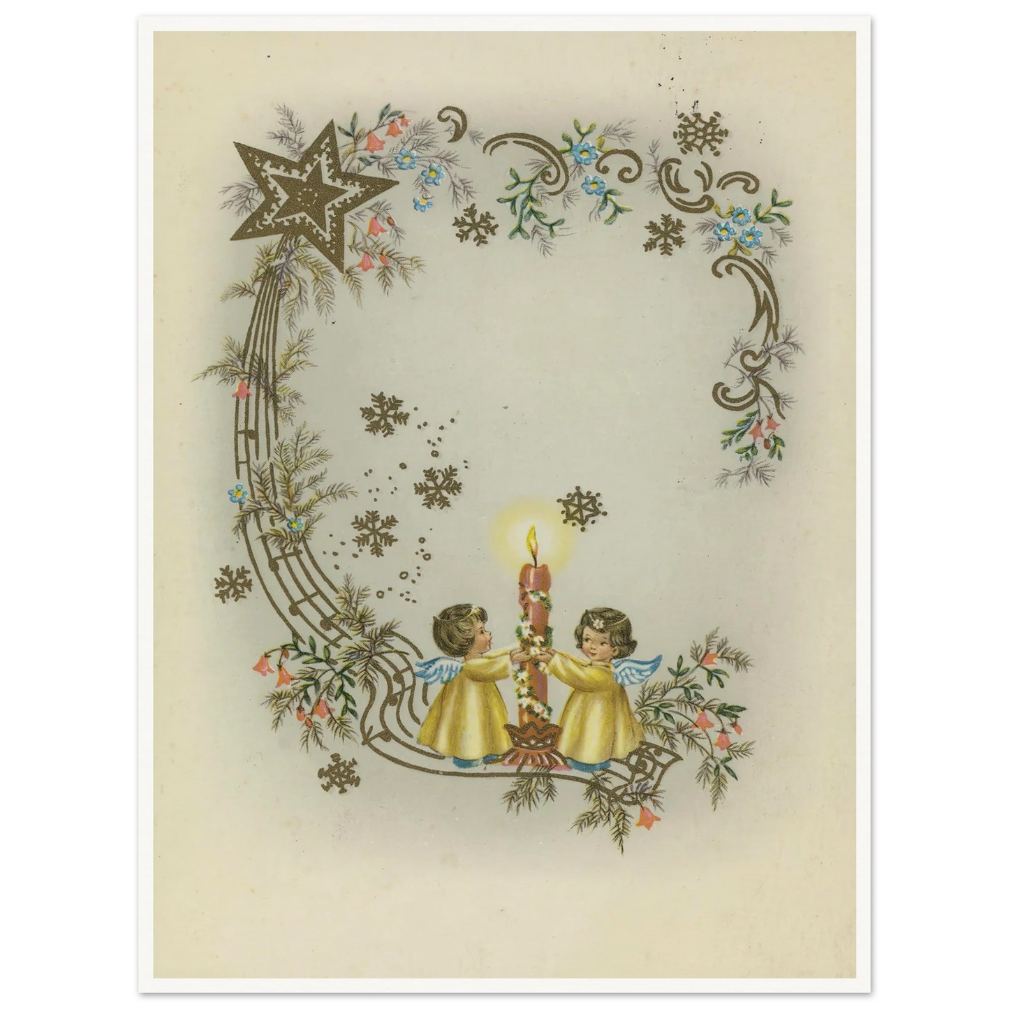 Children By The Christmas Light - Framed Poster - 30x40 cm / 12x16″ - Black frame