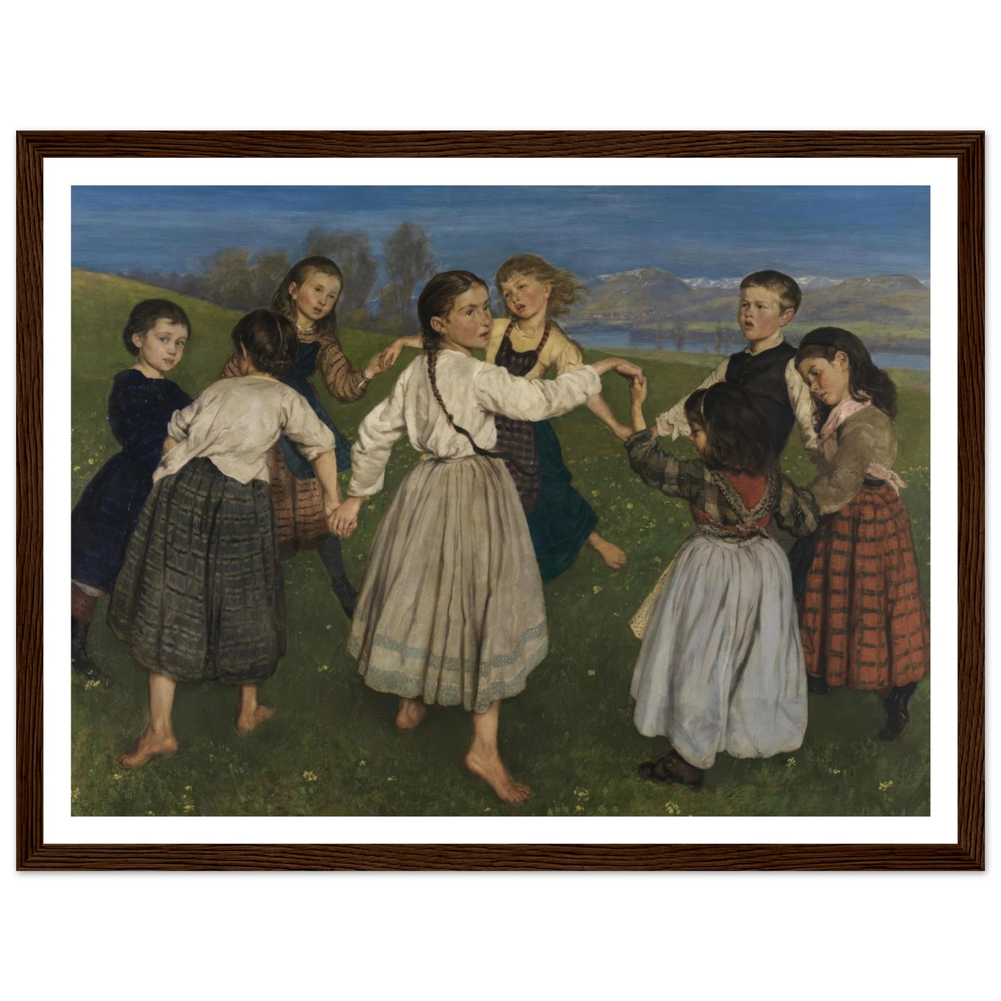 Children dancing in a Ring (1872) Art Print | Hans Thoma - Framed Poster - 30x40 cm / 12x16″ - Black frame