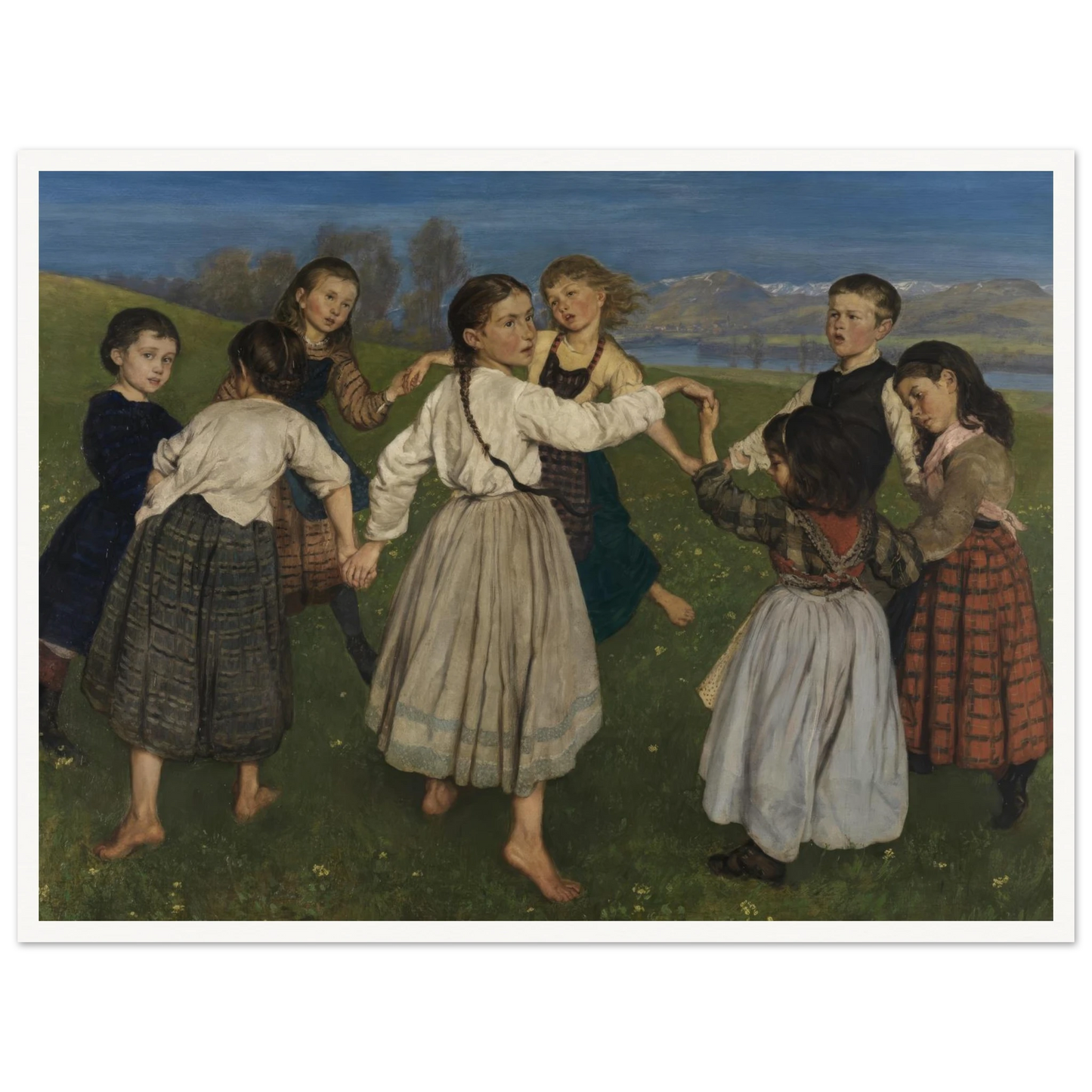 Children dancing in a Ring (1872) Art Print | Hans Thoma - Framed Poster - 30x40 cm / 12x16″ - Black frame