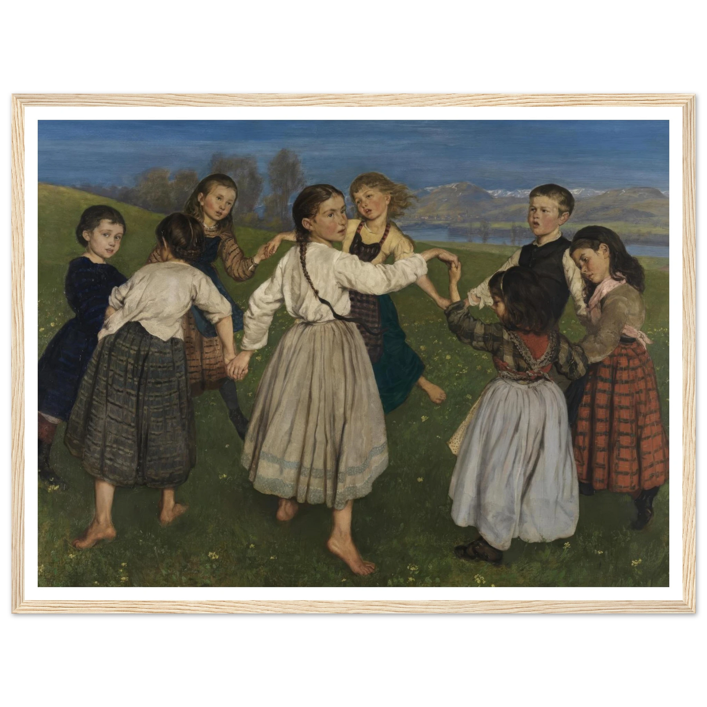 Children dancing in a Ring (1872) Art Print | Hans Thoma - Framed Poster - 30x40 cm / 12x16″ - Black frame