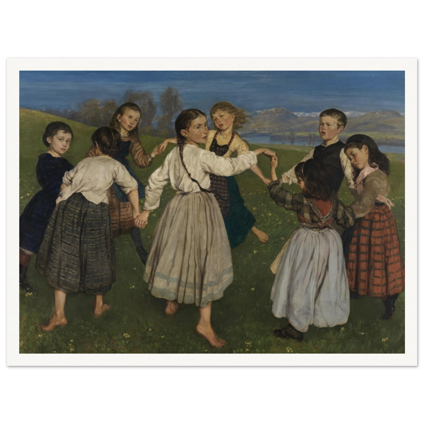 Children dancing in a Ring (1872) Art Print | Hans Thoma - Framed Poster - 30x40 cm / 12x16″ - Black frame