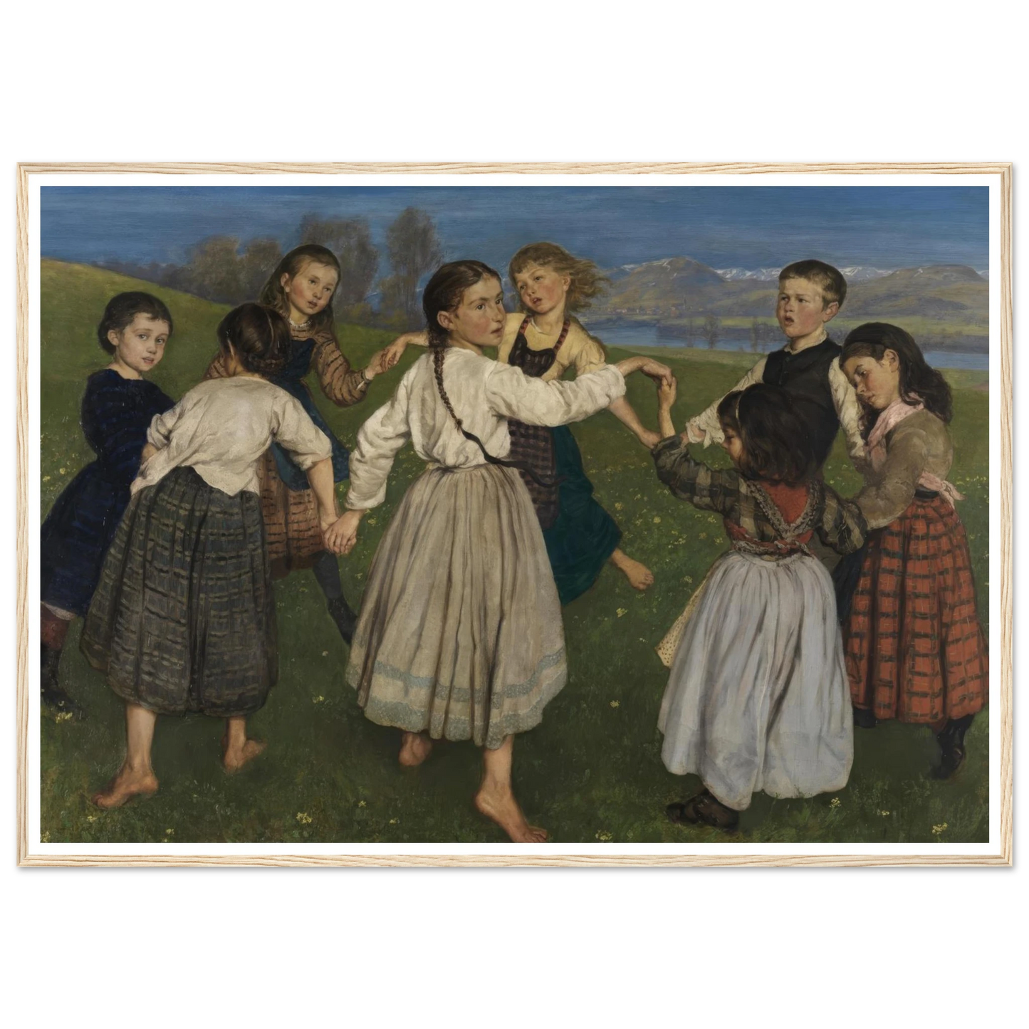Children dancing in a Ring (1872) Art Print | Hans Thoma - Framed Poster - 30x40 cm / 12x16″ - Black frame