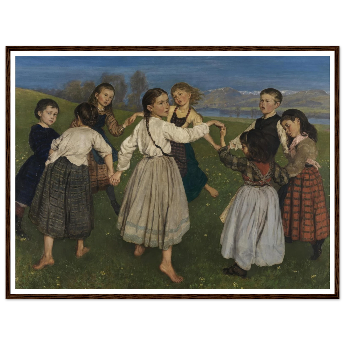 Children dancing in a Ring (1872) Art Print | Hans Thoma - Framed Poster - 30x40 cm / 12x16″ - Black frame