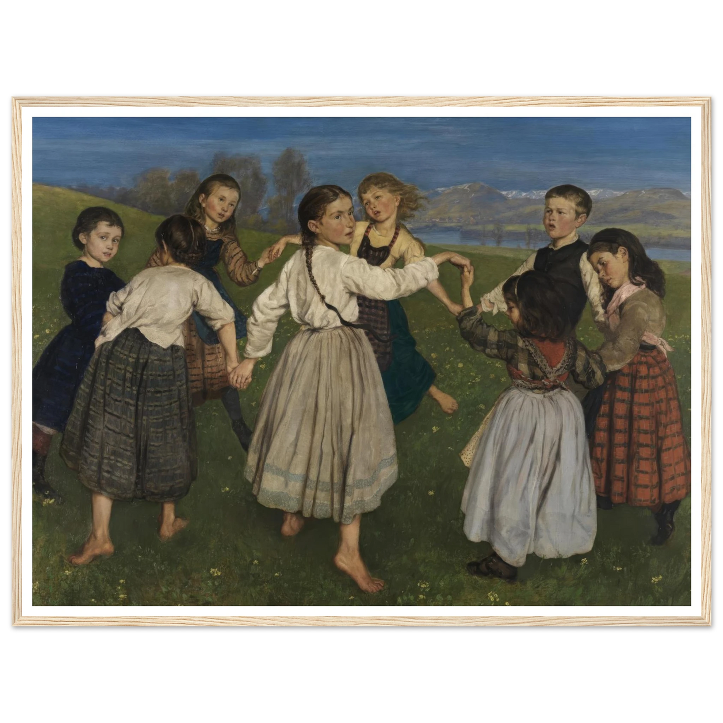 Children dancing in a Ring (1872) Art Print | Hans Thoma - Framed Poster - 30x40 cm / 12x16″ - Black frame