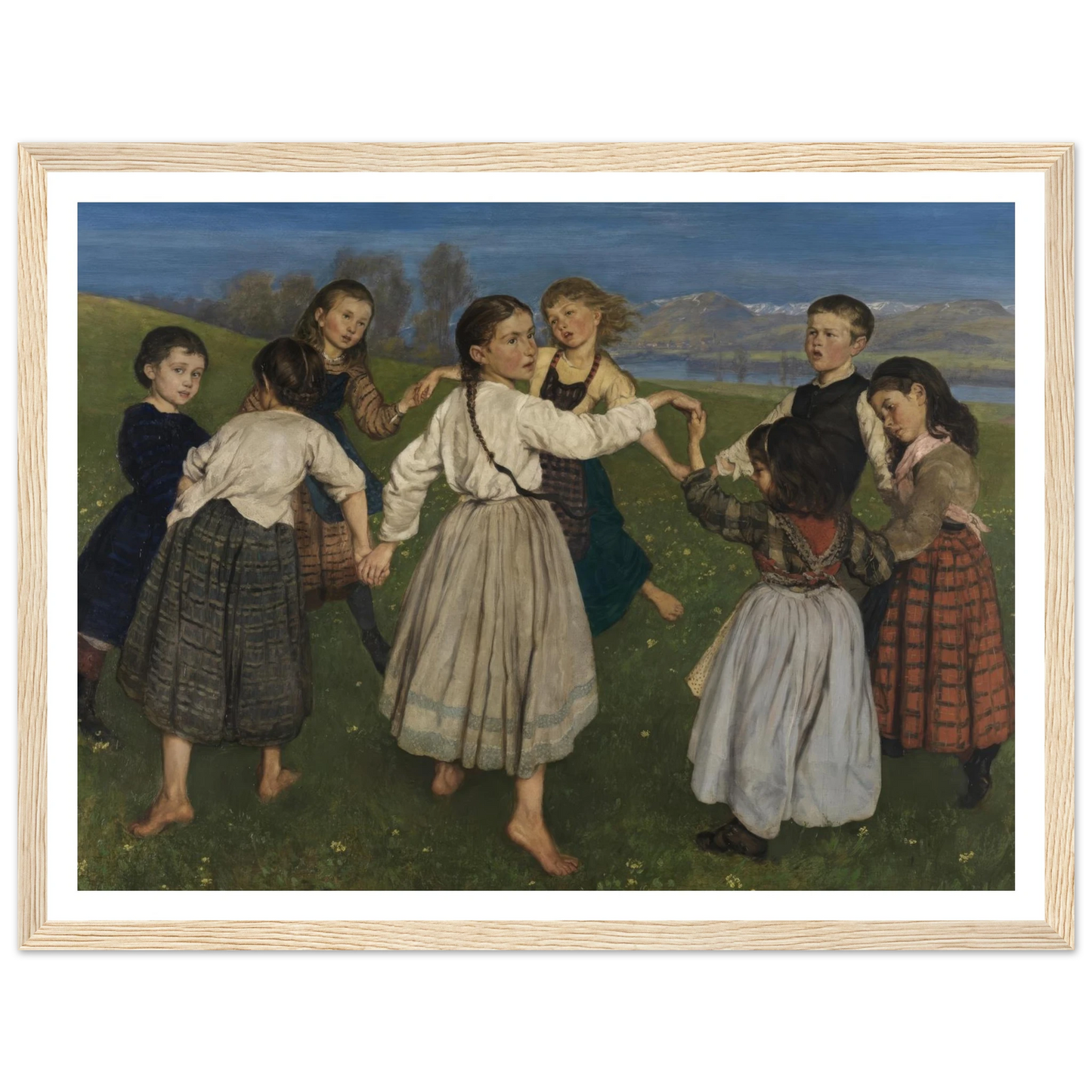 Children dancing in a Ring (1872) Art Print | Hans Thoma - Framed Poster - 30x40 cm / 12x16″ - Black frame
