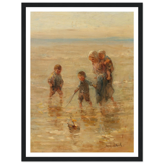 Children playing in the surf Art Print | Jozef Israels - Framed Poster - 30x40 cm / 12x16″ - Black frame