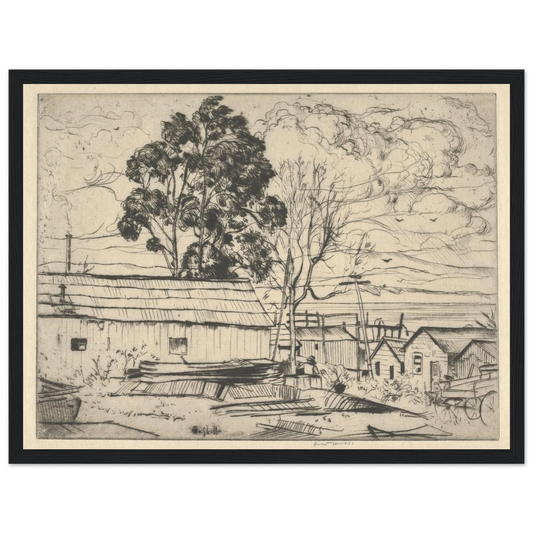 Chinatown–Monterey (1915) Art Print | Ernest Haskell - Framed Poster - 30x40 cm / 12x16″ - Black frame