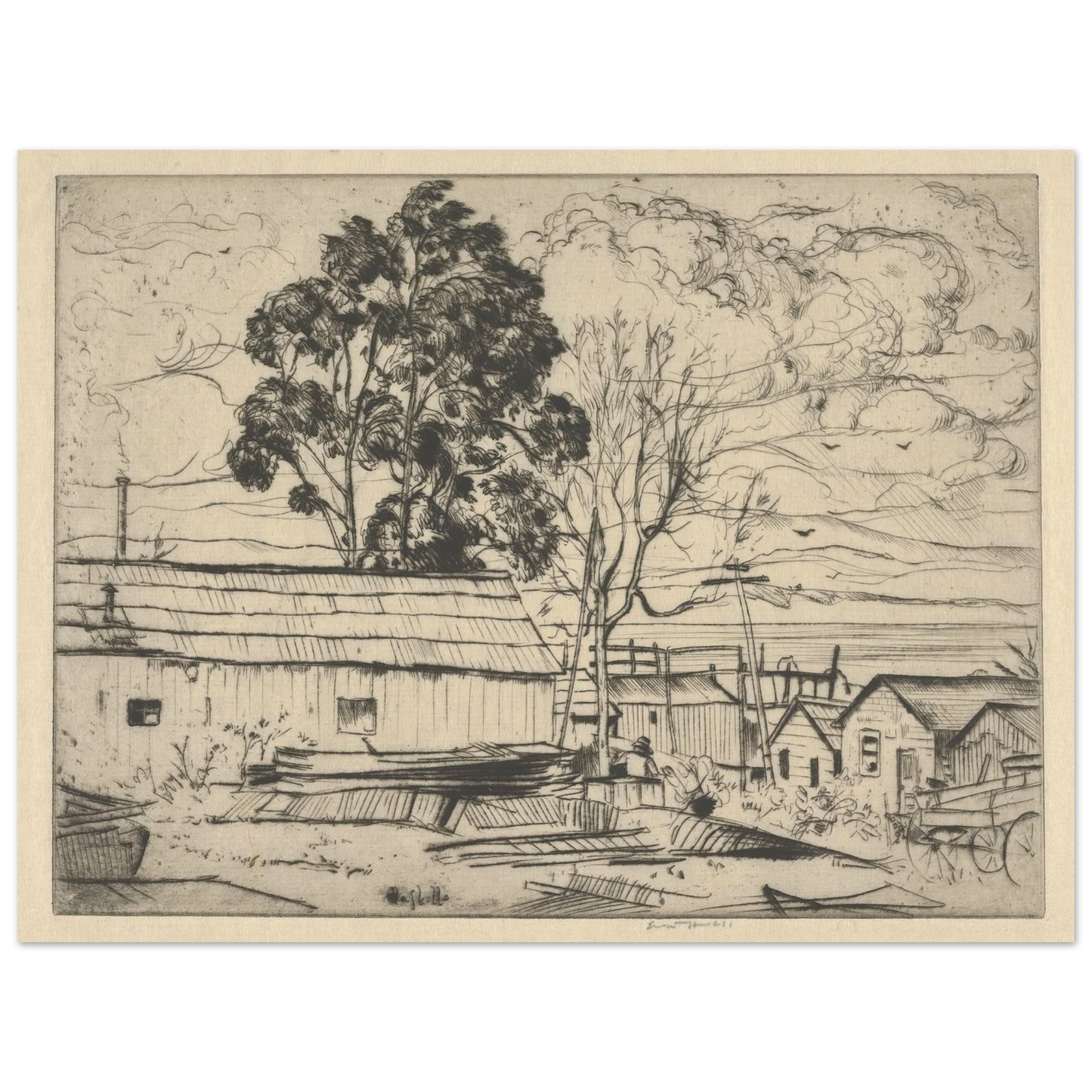 Chinatown–Monterey (1915) Art Print | Ernest Haskell - Framed Poster - 30x40 cm / 12x16″ - Black frame