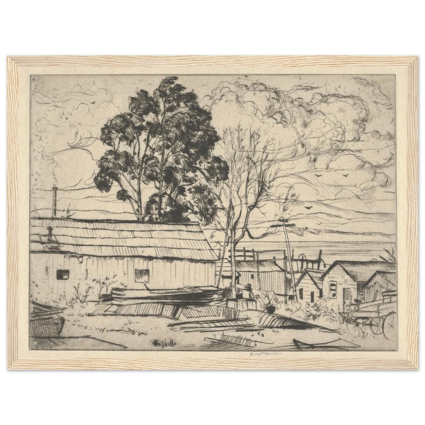 Chinatown–Monterey (1915) Art Print | Ernest Haskell - Framed Poster - 30x40 cm / 12x16″ - Black frame