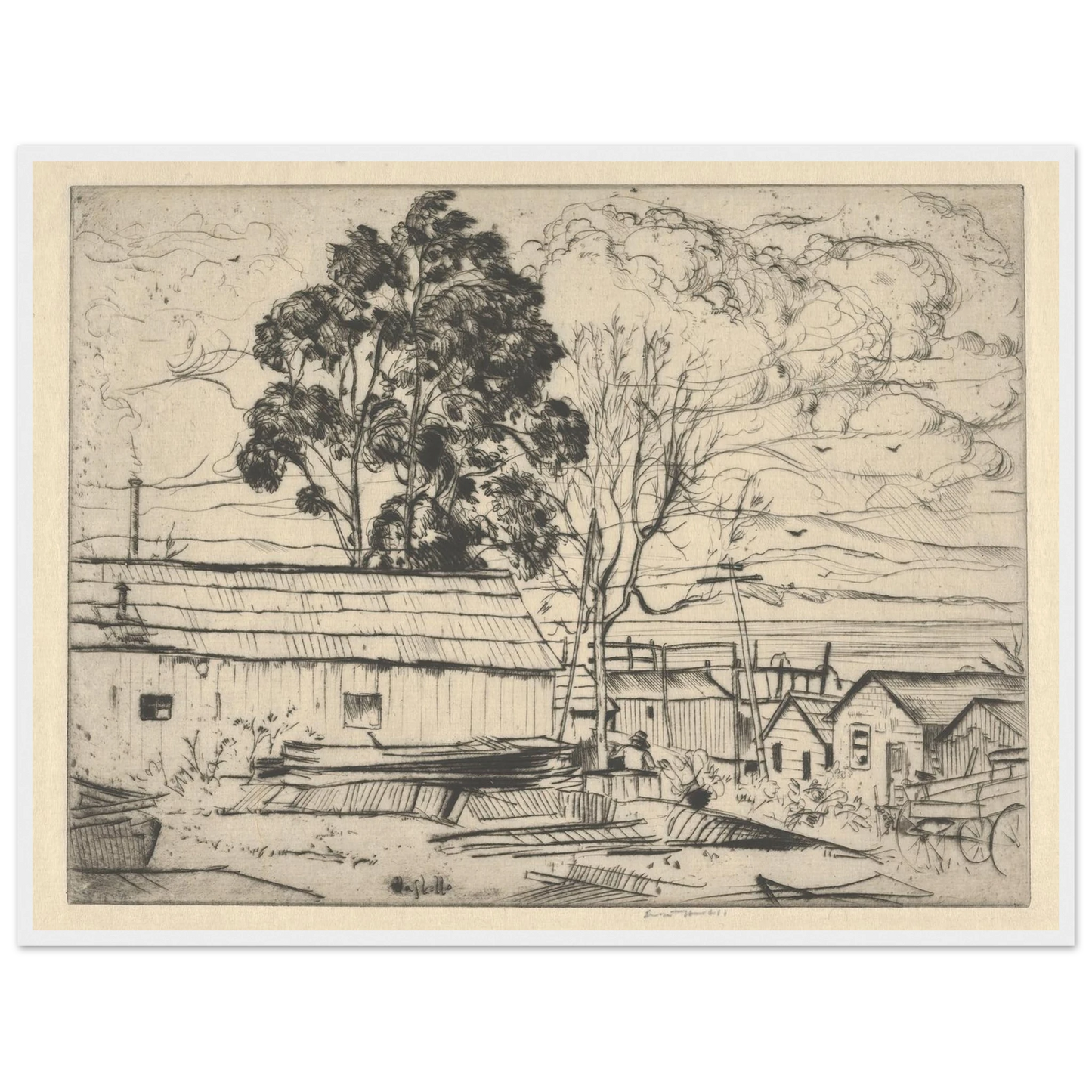 Chinatown–Monterey (1915) Art Print | Ernest Haskell - Framed Poster - 30x40 cm / 12x16″ - Black frame