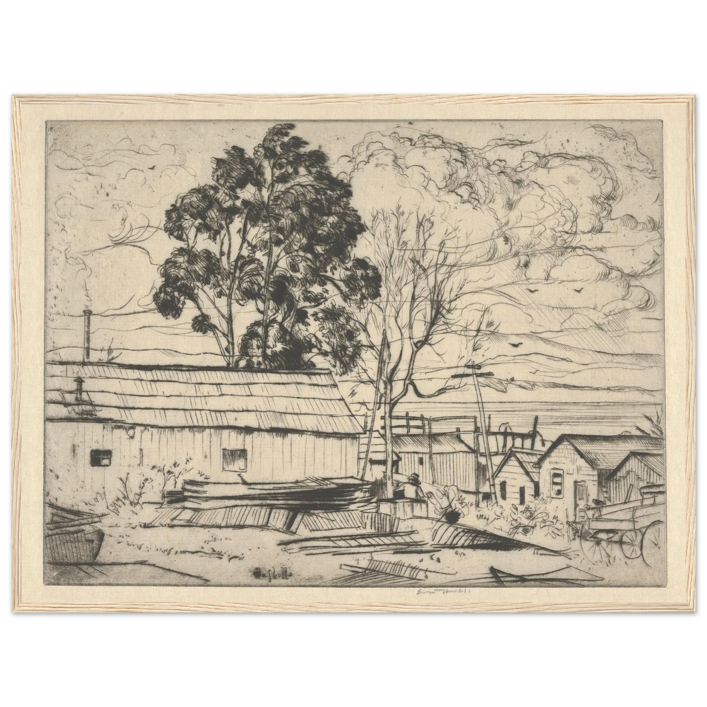 Chinatown–Monterey (1915) Art Print | Ernest Haskell - Framed Poster - 30x40 cm / 12x16″ - Black frame