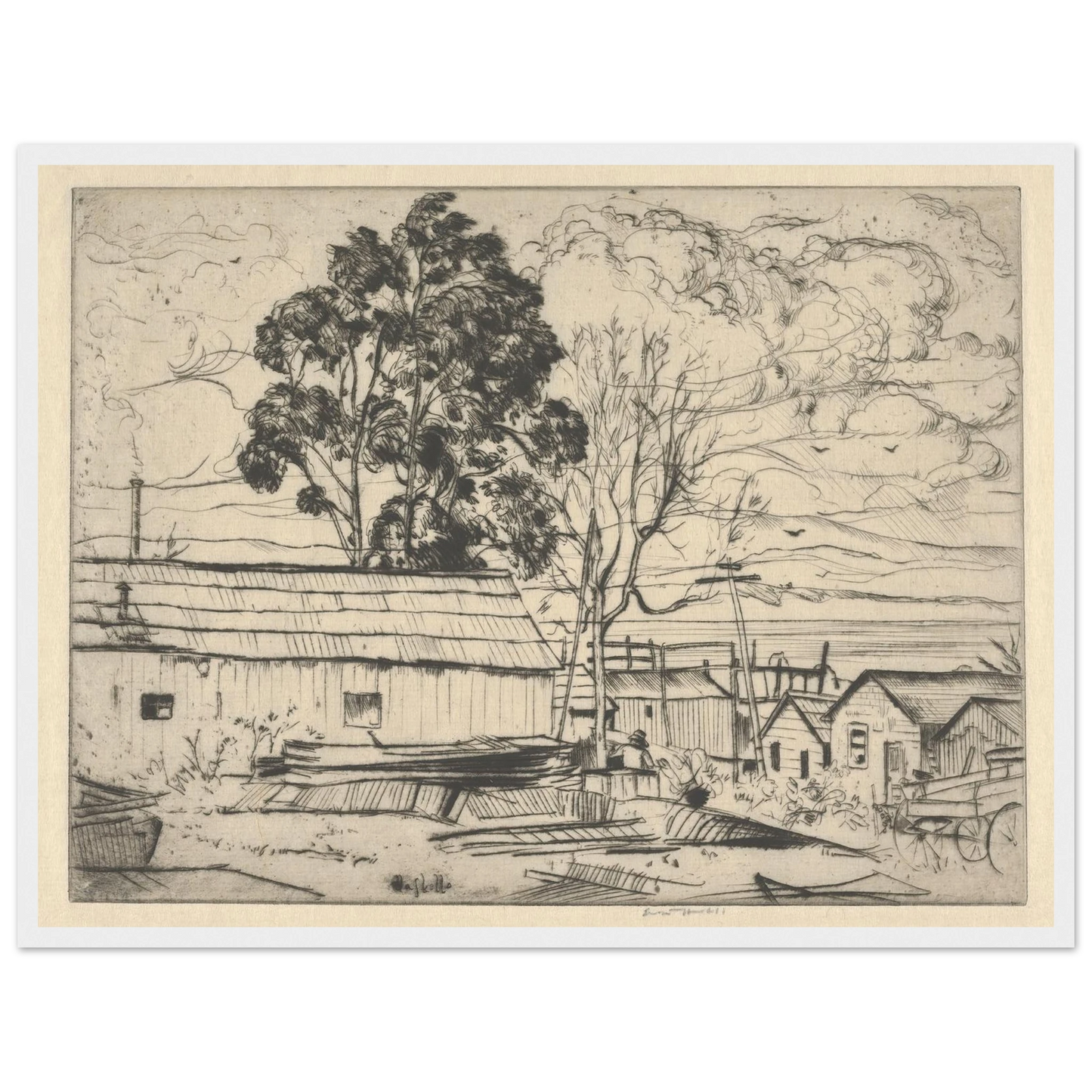 Chinatown–Monterey (1915) Art Print | Ernest Haskell - Framed Poster - 30x40 cm / 12x16″ - Black frame