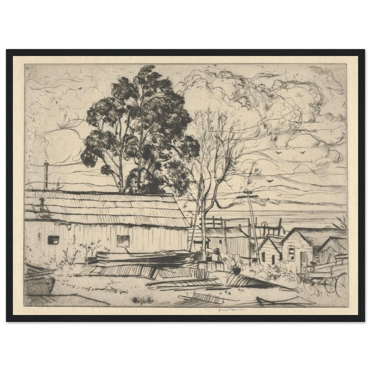 Chinatown–Monterey (1915) Art Print | Ernest Haskell - Framed Poster - 30x40 cm / 12x16″ - Black frame