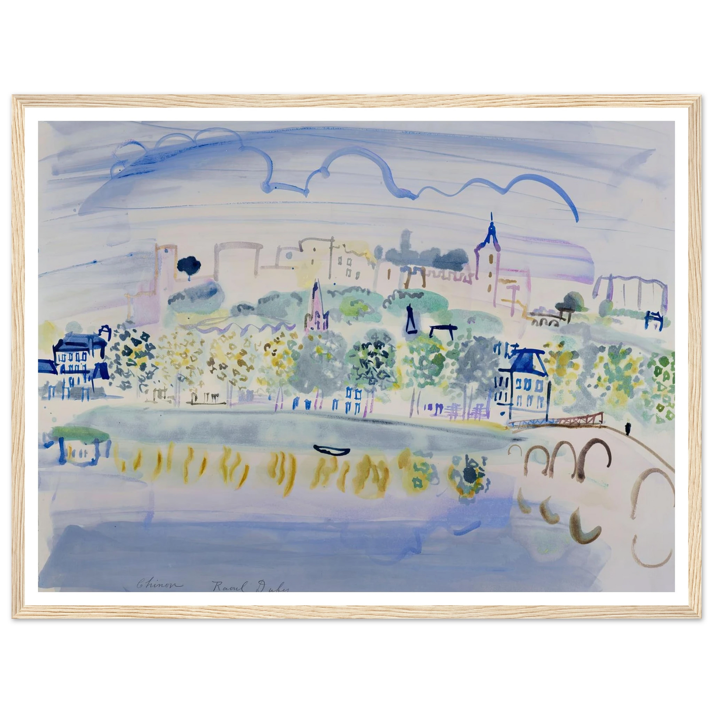 Chinon (Quinone) (1938) Art Print | Raoul Dufy - Framed Poster - 30x40 cm / 12x16″ - Black frame