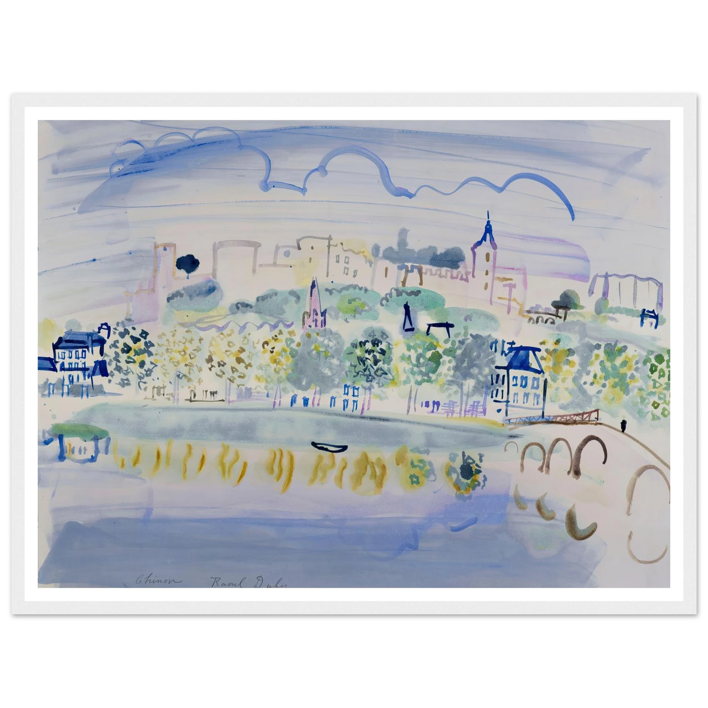 Chinon (Quinone) (1938) Art Print | Raoul Dufy - Framed Poster - 30x40 cm / 12x16″ - Black frame