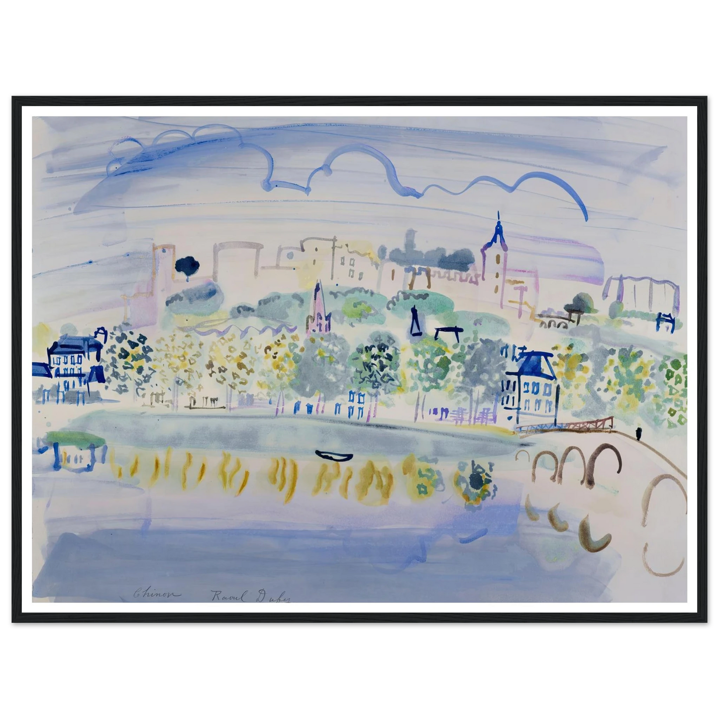 Chinon (Quinone) (1938) Art Print | Raoul Dufy - Framed Poster - 30x40 cm / 12x16″ - Black frame