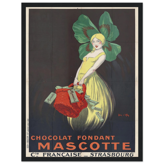 Chocolat fondant Mascotte. Compagnie française, Strasbourg (1920) Art Print | Jean Dylen - Framed Poster - 30x40 cm / 12x16″ - Black frame