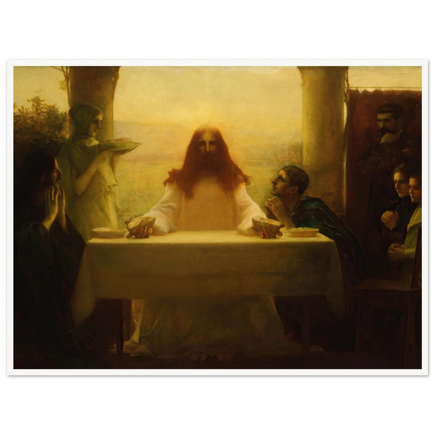 Christ and the Pilgrims at Emmaus (1898) Art Print | Pascal Adolphe Jean Dagnan Bouveret - Framed Poster - 30x40 cm / 12x16″ - Black frame