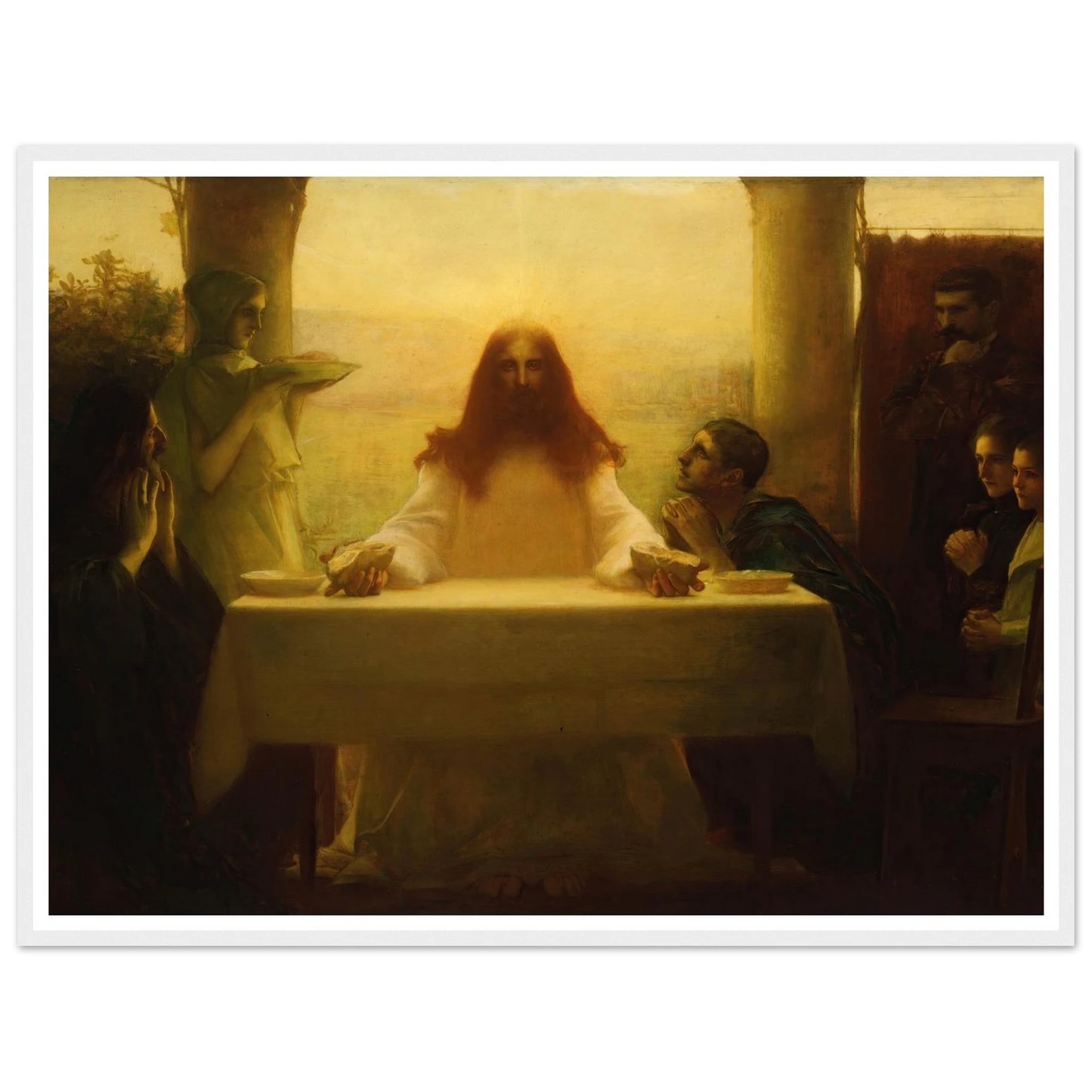 Christ and the Pilgrims at Emmaus (1898) Art Print | Pascal Adolphe Jean Dagnan Bouveret - Framed Poster - 30x40 cm / 12x16″ - Black frame