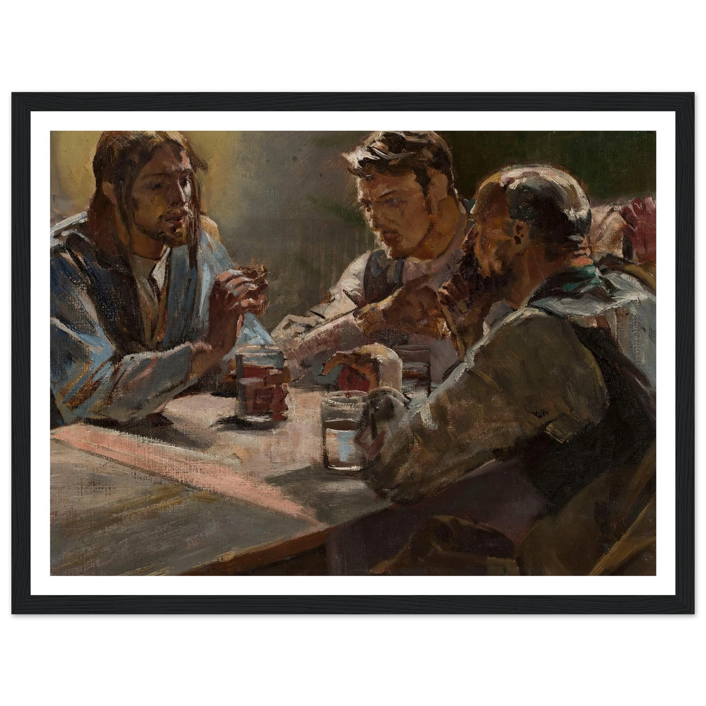 Christ in Emmaus (1897) Art Print | Jacek Malczewski - Framed Poster - 30x40 cm / 12x16″ - Black frame