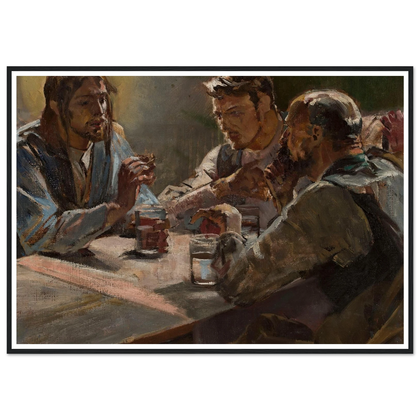 Christ in Emmaus (1897) Art Print | Jacek Malczewski - Framed Poster - 30x40 cm / 12x16″ - Black frame