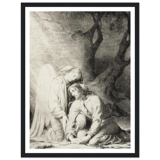 Christ in the Garden of Gethsemane (1880) Art Print | Carl Bloch - Framed Poster - 30x40 cm / 12x16″ - Black frame
