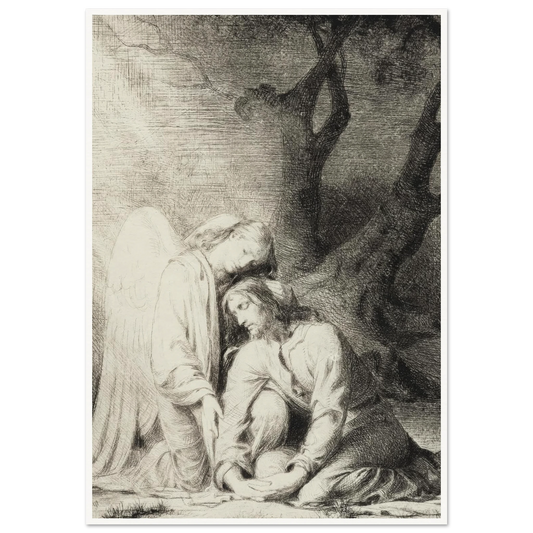 Christ in the Garden of Gethsemane (1880) Art Print | Carl Bloch - Framed Poster - 30x40 cm / 12x16″ - Black frame