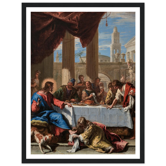 Christ in the House of Simon the Pharisee (1713) Art Print | Sebastiano Ricci - Framed Poster - 30x40 cm / 12x16″ - Black frame