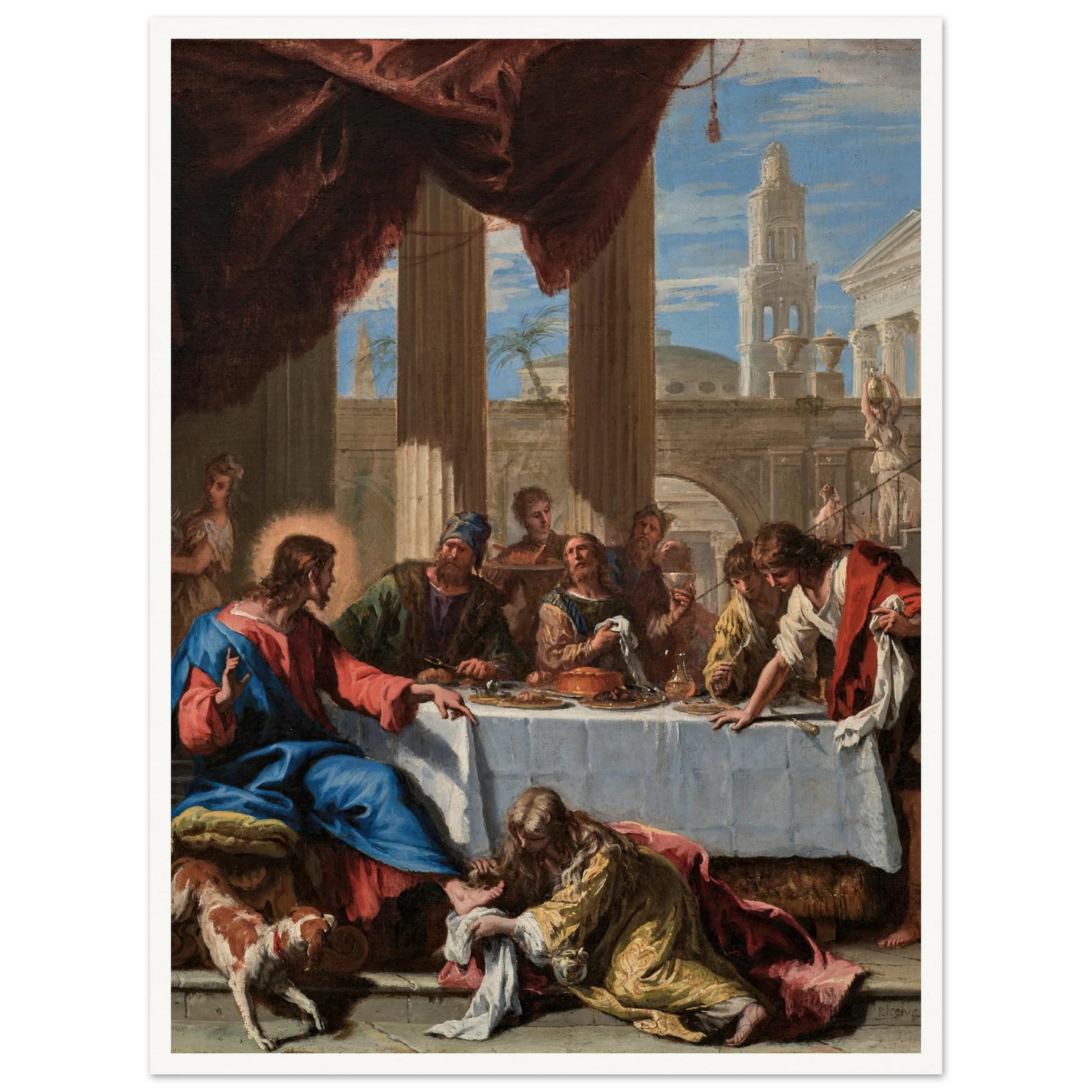 Christ in the House of Simon the Pharisee (1713) Art Print | Sebastiano Ricci - Framed Poster - 30x40 cm / 12x16″ - Black frame