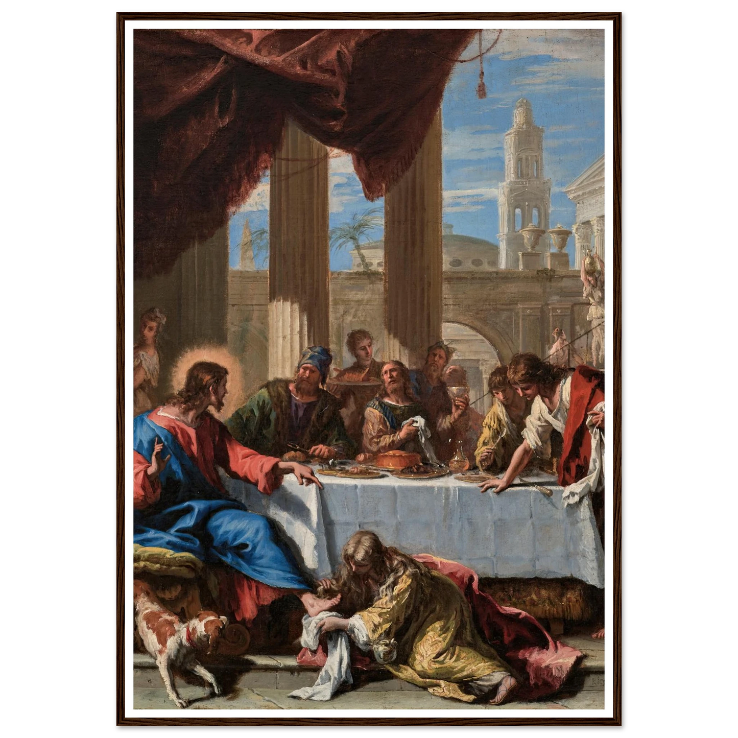 Christ in the House of Simon the Pharisee (1713) Art Print | Sebastiano Ricci - Framed Poster - 30x40 cm / 12x16″ - Black frame