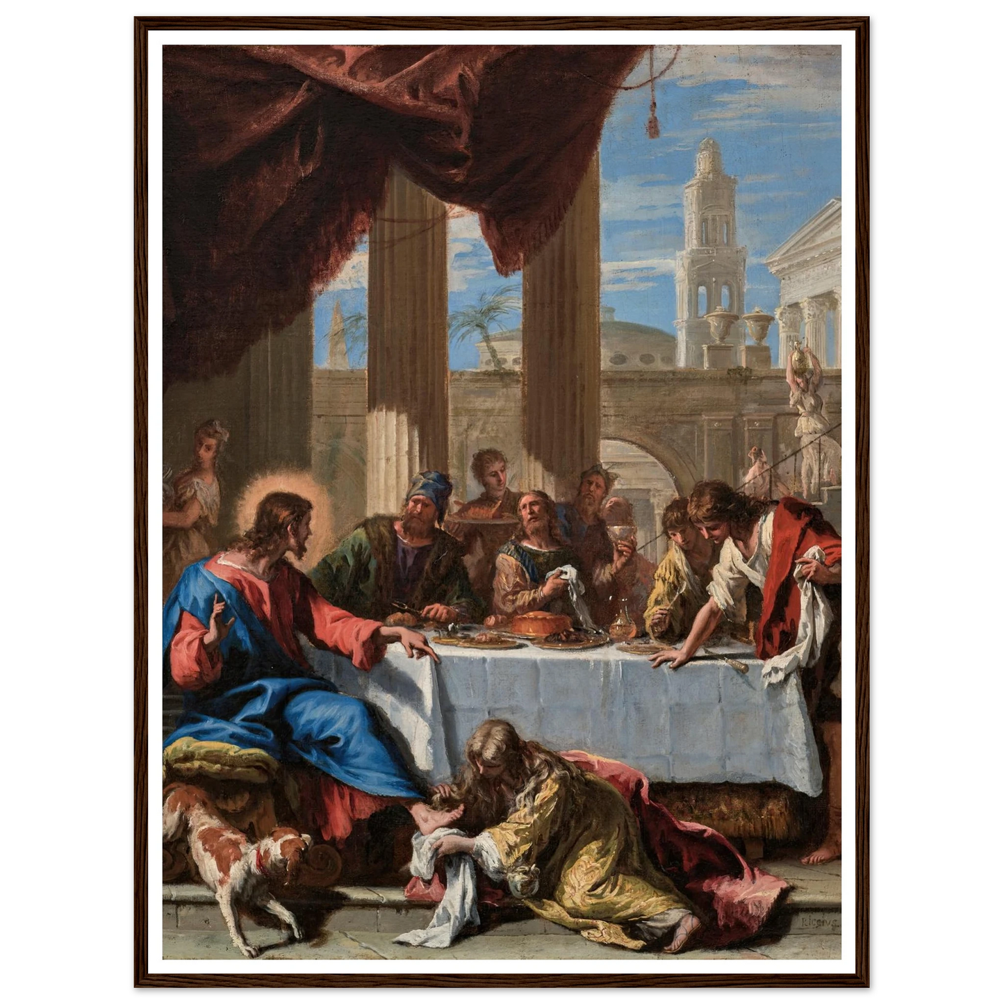 Christ in the House of Simon the Pharisee (1713) Art Print | Sebastiano Ricci - Framed Poster - 30x40 cm / 12x16″ - Black frame