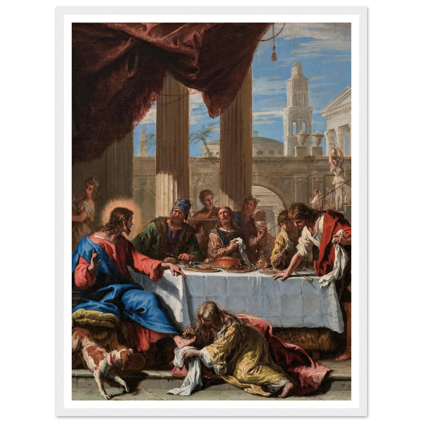Christ in the House of Simon the Pharisee (1713) Art Print | Sebastiano Ricci - Framed Poster - 30x40 cm / 12x16″ - Black frame