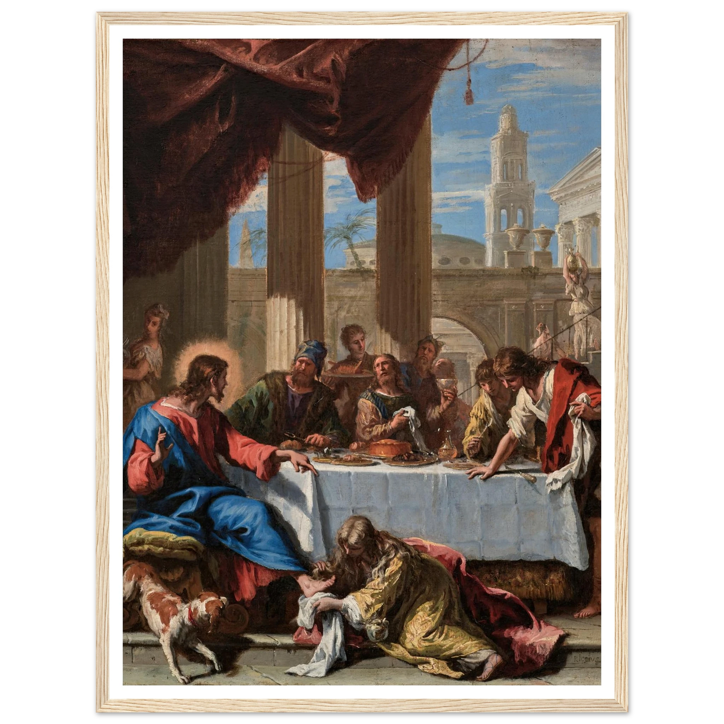 Christ in the House of Simon the Pharisee (1713) Art Print | Sebastiano Ricci - Framed Poster - 30x40 cm / 12x16″ - Black frame