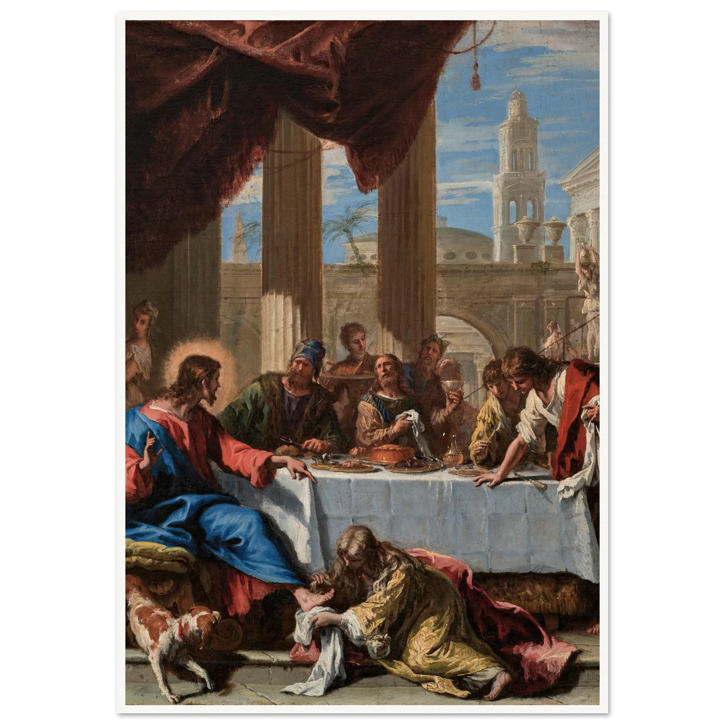 Christ in the House of Simon the Pharisee (1713) Art Print | Sebastiano Ricci - Framed Poster - 30x40 cm / 12x16″ - Black frame